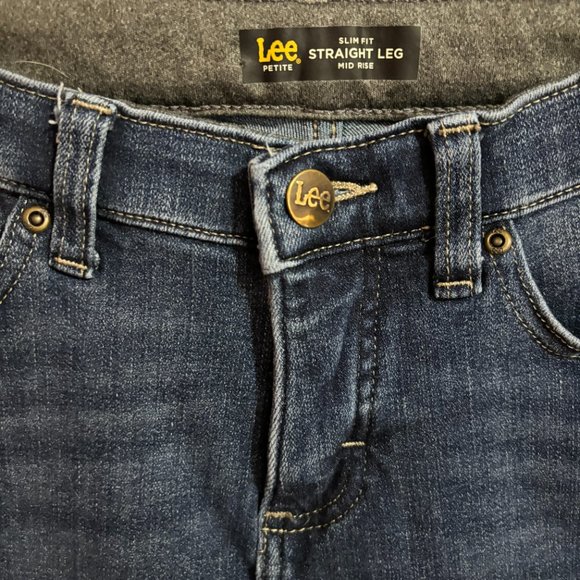 Lee Slim Fit Straight Leg Mid Rise Stretch Denim Jeans‎ Women's Size 4 Petite - Picture 4 of 16